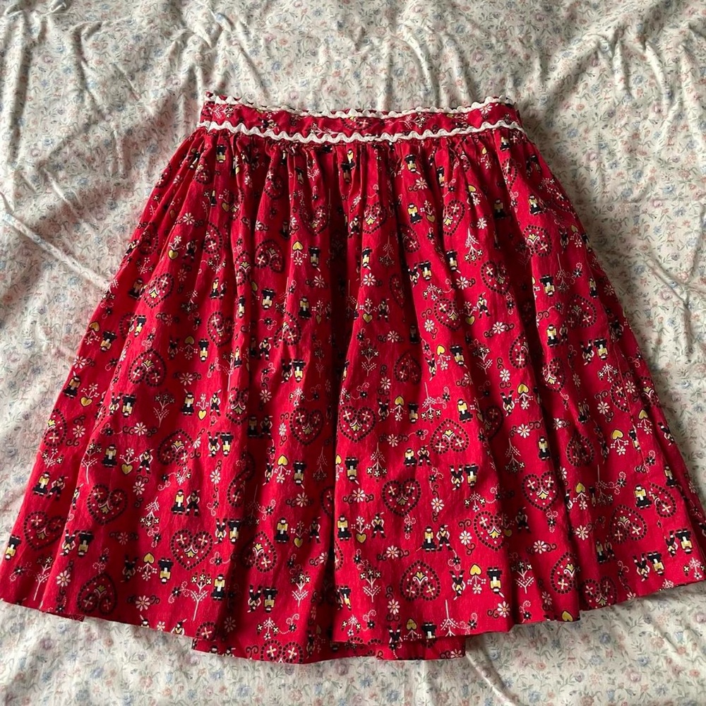 Vintage 70s Red Prairie Mini Skirt, Size XS/S